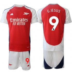 Cheap Men\'s Arsenal F.C #9 Gabriel Jesus 2024 Red Home Soccer Jersey Suit