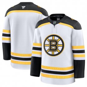 Men\'s Boston Bruins Blank White 2024-25 Away Stitched Hockey Jersey