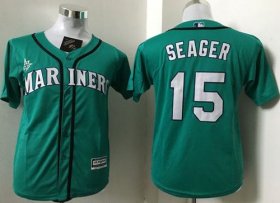 Wholesale Cheap Mariners #15 Kyle Seager Green Cool Base Stitched Youth MLB Jersey