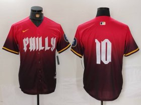 Cheap Men\'s Philadelphia Phillies #10 JT Realmuto Red 2024 City Connect Limited Stitched Jersey