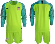 Wholesale Cheap USA Blank Shiny Green Goalkeeper Long Sleeves Soccer Country Jersey