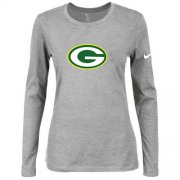 Wholesale Cheap Women's Nike Green Bay Packers Of The City Long Sleeve Tri-Blend NFL T-Shirt Light Grey