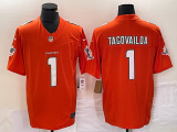 Men's Miami Dolphins #1 Tua Tagovailoa Orange 2023 FUSE Vapor Stitched Jersey