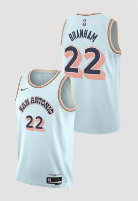 Cheap Men\'s San Antonio Spurs #22 Malaki Branham Light Blue 2024-25 City Edition Stitched Basketball Jersey