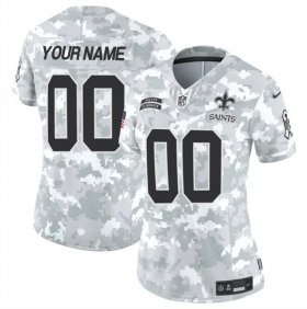 Cheap Women\'s New Orleans Saints Active Player Custom 2024 F.U.S.E Arctic Camo Salute To Service Limited Stitched Football Jersey(Run Small)