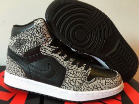 Wholesale Cheap Air Jordan 1 Retro Elephant Print Black/Cement-white