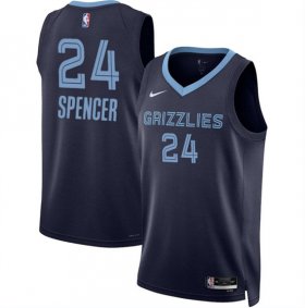 Cheap Men\'s Memphis Grizzlies #24 Cam Spencer Navy 2024 Draft Icon Edition Stitched Jersey