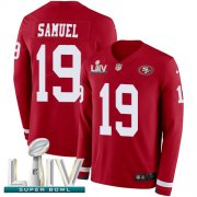 Wholesale Cheap Nike 49ers #19 Deebo Samuel Red Super Bowl LIV 2020 Team Color Youth Stitched NFL Limited Therma Long Sleeve Jersey