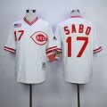 Wholesale Cheap Mitchell And Ness 1990 Reds #17 Chris Sabo White Throwback Stitched MLB Jersey