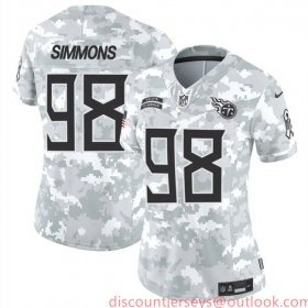 Cheap Women\'s Tennessee Titans #98 Jeffery Simmons 2024 F.U.S.E Arctic Camo Salute To Service Limited Stitched Football Jersey(Run Small)