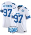 Cheap Men's Detroit Lions #97 Aidan Hutchinson White 2024 NFC North Champions F.U.S.E. Vapor Limited Stitched Jersey