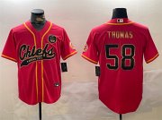 Cheap Men's Kansas City Chiefs #58 Derrick Thomas Red Gold Cool Base Stitched Baseball Jersey