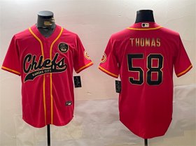 Cheap Men\'s Kansas City Chiefs #58 Derrick Thomas Red Gold Cool Base Stitched Baseball Jersey