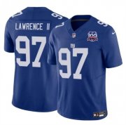 Cheap Men's New York Giants #97 Dexter Lawrence II Blue 2024 F.U.S.E. 100TH Season Patch Vapor Untouchable Limited Stitched Jersey