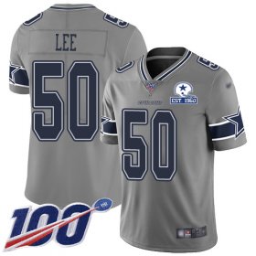 Wholesale Cheap Nike Cowboys #50 Sean Lee Gray Men\'s Stitched With Established In 1960 Patch NFL Limited Inverted Legend 100th Season Jersey