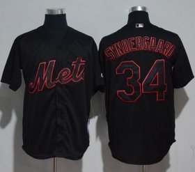 Wholesale Cheap Mets #34 Noah Syndergaard Black Strip Stitched MLB Jersey