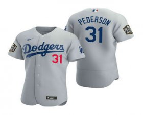 Wholesale Cheap Men\'s Los Angeles Dodgers #31 Joc Pederson Gray 2020 World Series Authentic Flex Nike Jersey