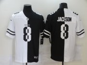 Wholesale Cheap Men's Baltimore Ravens #8 Lamar Jackson White Black Peaceful Coexisting 2020 Vapor Untouchable Stitched NFL Nike Limited Jersey