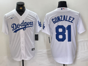 Wholesale Cheap Men's Los Angeles Dodgers #81 Victor Gonzalez White Cool Base Stitched Baseball Jersey