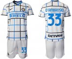 Wholesale Cheap Men 2020-2021 club Inter milan away 33 white Soccer Jerseys