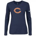 Wholesale Cheap Women's Nike Chicago Bears Of The City Long Sleeve Tri-Blend NFL T-Shirt Dark Blue-1