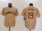 Cheap Men's San Diego Padres #19 Tony Gwynn Khaki Team Logo Stitched Cool Base Nike Jersey