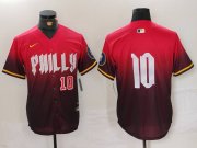 Cheap Men's Philadelphia Phillies #10 JT Realmuto Red 2024 City Connect Limited Stitched Jerseys