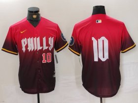 Cheap Men\'s Philadelphia Phillies #10 JT Realmuto Red 2024 City Connect Limited Stitched Jerseys