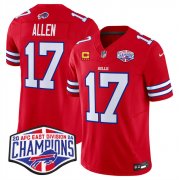 Cheap Men's Buffalo Bills #17 Josh Allen Red F.U.S.E. 2024 AFC East Division Champions With 4-Star C Ptach Vapor Limited Stitched Football Jersey