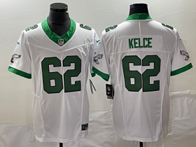 Wholesale Cheap Men\'s Philadelphia Eagles #62 Jason Kelce White 2023 F.U.S.E. Vapor Untouchable Stitched Football Jersey