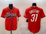 Cheap Men's Detroit Tigers #31 Riley Greene Orange With Patch Cool Base Stitched Baseball Jersey