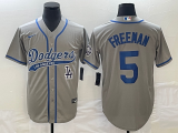 Wholesale Cheap Men's Los Angeles Dodgers #5 Freddie Freeman Grey Cool Base Stitched Baseball Jersey