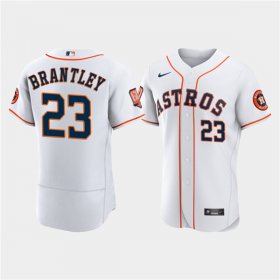 Wholesale Cheap Men\'s Houston Astros #23 Michael Brantley White 60th Anniversary Flex Base Stitched Baseball Jersey