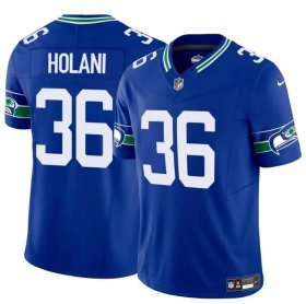 Cheap Men\'s Seattle Seahawks #36 George Holani Royal 2024 F.U.S.E Throwback Vapor Limited Football Stitched Jersey