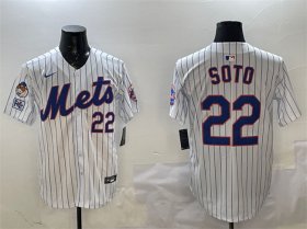 Cheap Men\'s New York Mets #22 Juan Soto White 2025 Spring Training Home Limited Stitched Baseball Jersey