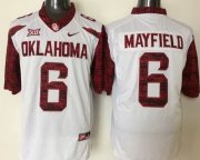 Wholesale Cheap Men's Oklahoma Sooners #6 Baker Mayfield White 2016 College Football Nike Jersey