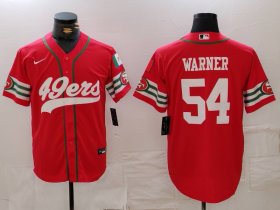 Men\'s San Francisco 49ers #54 Fred Warner Red Mexico Cool Base Stitched Baseball Jersey