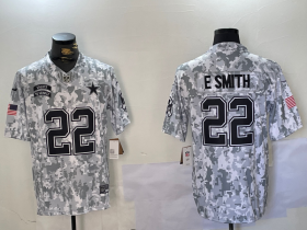 Cheap Men\'s Dallas Cowboys #22 Emmitt Smith Arctic Camo 2024 FUSE Salute to Service Limited Stitched Jersey