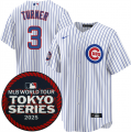 Cheap Men's Chicago Cubs #3 Justin Turner White 2025 World Tour Tokyo Series Home Stitched Baseball Jersey