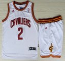 Wholesale Cheap Cleveland Cavaliers 2 Kyrie Irving White Revolution 30 Swingman Jerseys Shorts NBA Suits