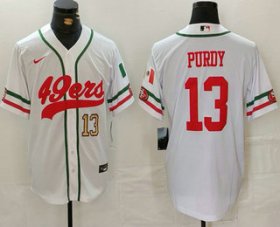 Men\'s San Francisco 49ers #13 Brock Purdy Number White Mexico Cool Base Stitched Baseball Jersey