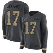 Wholesale Cheap Nike Eagles #17 Alshon Jeffery Anthracite Salute to Service Women's Stitched NFL Limited Therma Long Sleeve Jersey