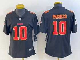 Cheap Women\'s Kansas City Chiefs #10 Isiah Pacheco Black Fashion Vapor Limited Stitched Jersey