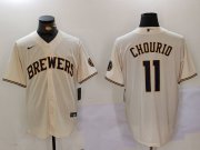 Cheap Milwaukee Brewers #11 Jackson Chourio Cream Stitched Cool Base Nike Jersey