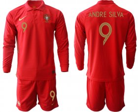 Wholesale Cheap Men 2021 European Cup Portugal home red Long sleeve 9 Soccer Jersey