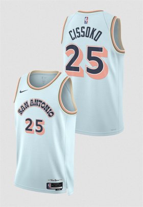 Cheap Men\'s San Antonio Spurs #25 Sidy Cissoko Light Blue 2024-25 City Edition Stitched Basketball Jersey