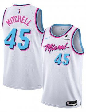 Cheap Men\'s Miami Heat #45 Davion Mitchell White 2025 City Edition Stitched Basketball Jersey