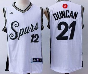 Wholesale Cheap Men\'s San Antonio Spurs #21 Tim Duncan Revolution 30 Swingman 2015 Christmas Day White Jersey