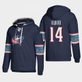 Wholesale Cheap Columbus Blue Jackets #14 Dean Kukan Blue adidas Lace-Up Pullover Hoodie