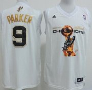 Wholesale Cheap San Antonio Spurs #9 Tony Parker Revolution 30 Swingman 2014 Champions White Jersey